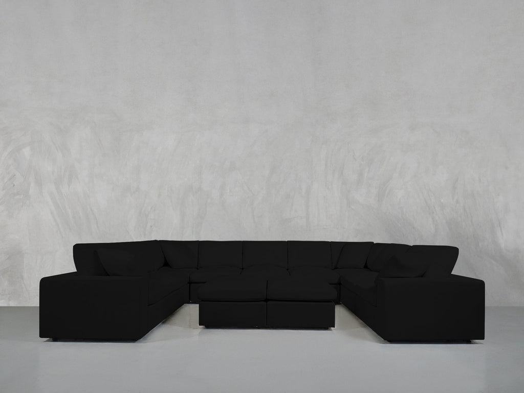 9-Seat Modular U-Sectional with Double Ottoman