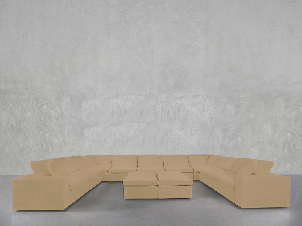 9-Seat Modular U-Sectional with Double Ottoman