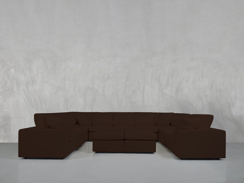 9-Seat Modular U-Sectional with Double Ottoman