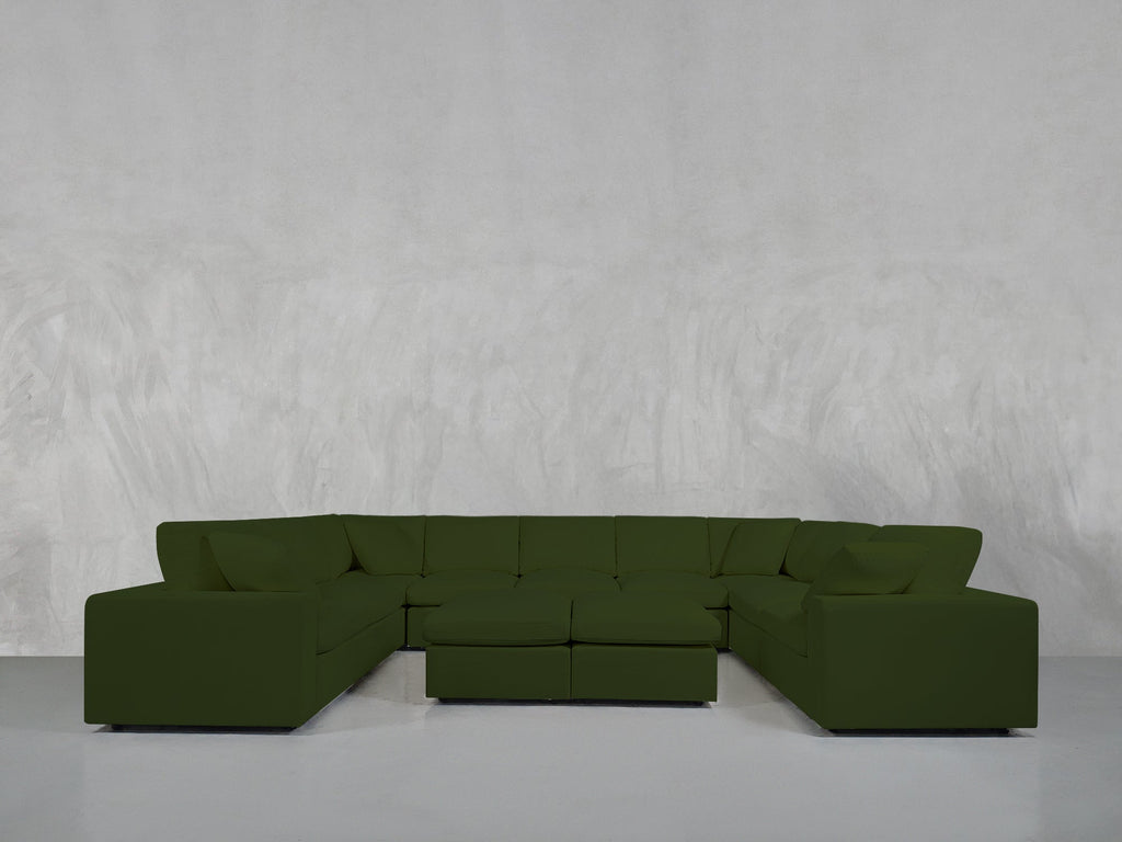 9-Seat Modular U-Sectional with Double Ottoman