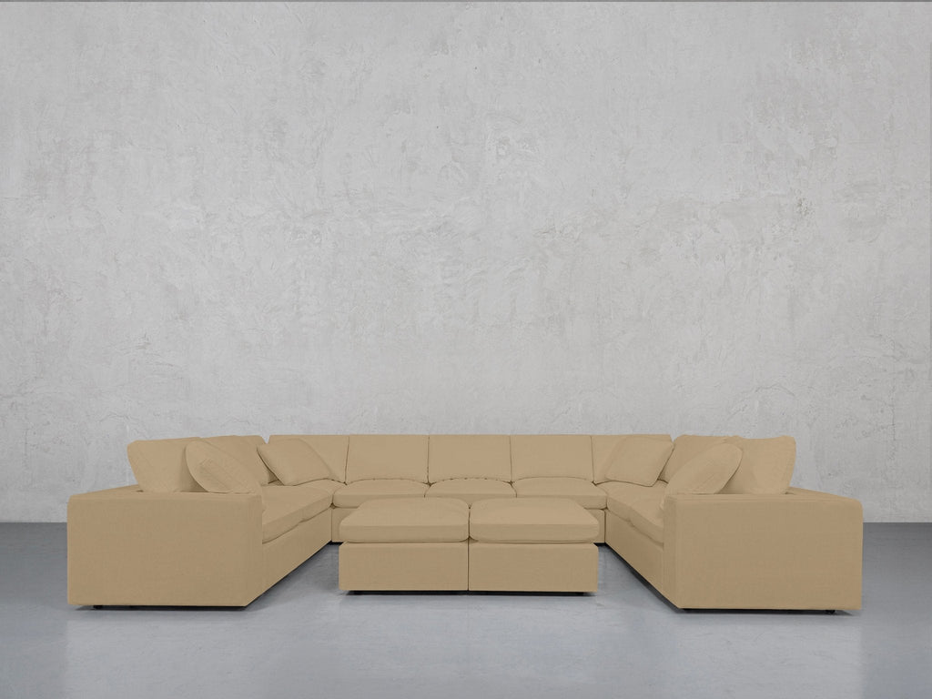 9-Seat Modular U-Sectional with Double Ottoman