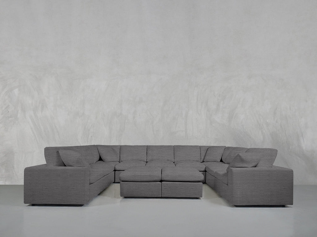 9-Seat Modular U-Sectional with Double Ottoman
