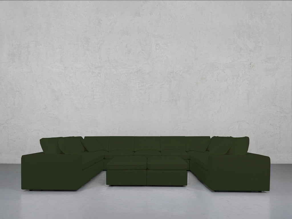 9-Seat Modular U-Sectional with Double Ottoman