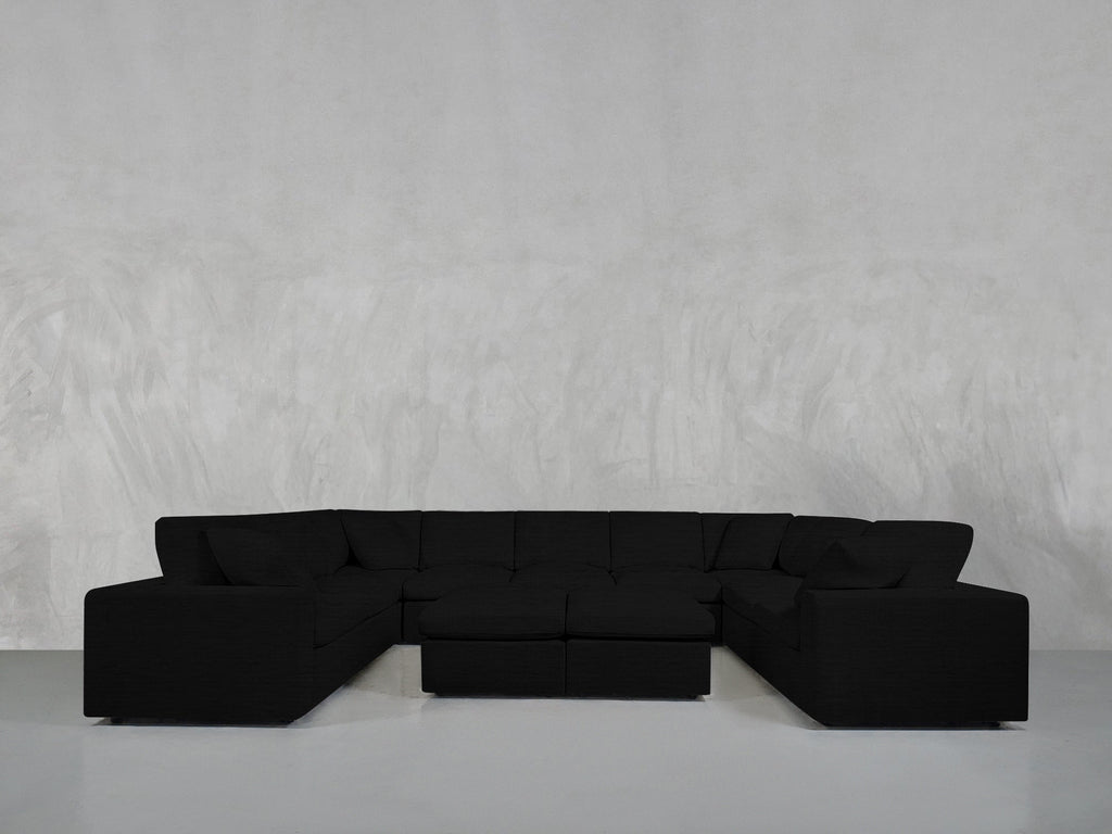 9-Seat Modular U-Sectional with Double Ottoman