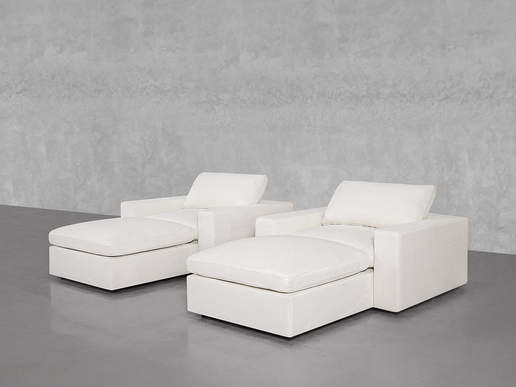 Double Armchairs with Ottomans